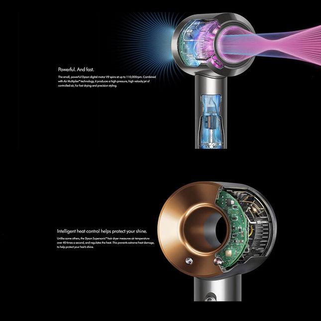 Dyson Hair Dryer ~4 Style Attachment~ HD15/BKNK, HD15/BNKBCO, HD15/IRFU (Black / NickelHair,  Iron / Fuchsia, Bright copper
