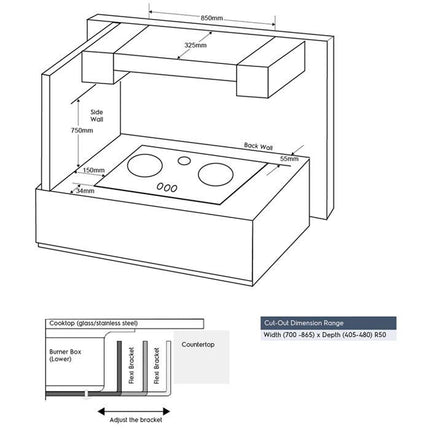 Electrolux EHG9251BC Built-In Gas Hob 90CM 2 Burner