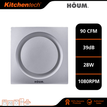 Houm Ceiling Mounted Ventilation Exhaust Fan 90CFM 120CFM SV90-D1 (Round) / SV90-D2 SV120-D2 (Square) 4 Inch