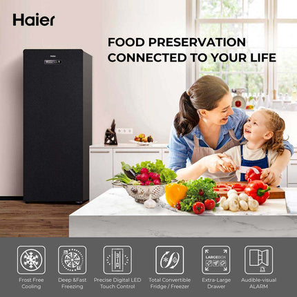 [4 Star] Haier 168L Upright Freezer / Frost Free / Total Convertible Fridge & Freezer - HUR-181NE