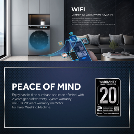 Haier HW140-BP14367S8U1 14KG Front Load Washer Inverter Smart Dosing Large Capacity Front Load Washing Machine