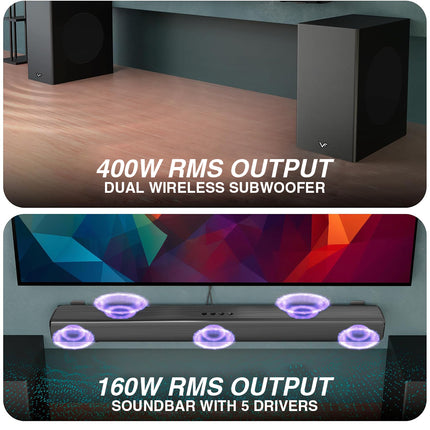 Vinnfier DA520 Hyperbar VF Cinema 1300W Dolby Atmos 5.2.2 Soundbar with Bluetooth Karaoke System Speaker Soundbar