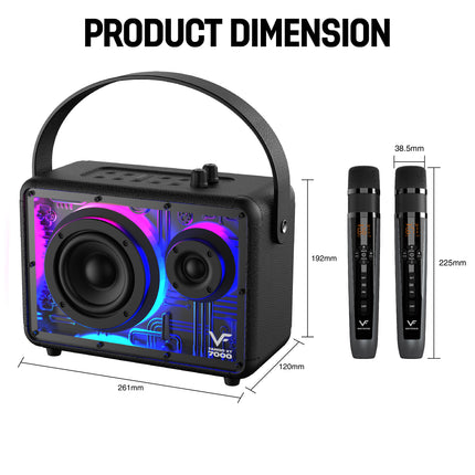 Vinnfier Tango XT7000 Portable Bluetooth Karaoke Speaker 2 UHF Wireless Microphone with OTG & live streaming
