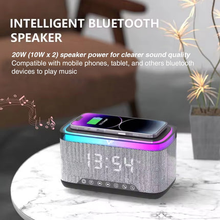Vinnfier Neo Air 5C Alarm Clock Portable Wireless Bluetooth Speaker Wireless Charger for Mobile Phone TF Card
