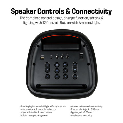 Vinnfier TANGO XT2000 WMU Trolley Bluetooth Karaoke Party Speaker Party Light Effect