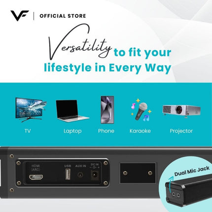 Vinnfier Hyperbar 505 BTRW Bluetooth Sound Bar with Subwoofer 3D Effect Hyperbar 600 BTRW