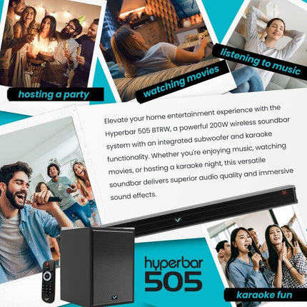 Vinnfier Hyperbar 505 BTRW Bluetooth Sound Bar with Subwoofer 3D Effect Hyperbar 600 BTRW