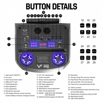 Vinnfier TANGO 313 WMU 2.1 Bluetooth Multimedia Speaker 50W RMS Output Multiple Input Options