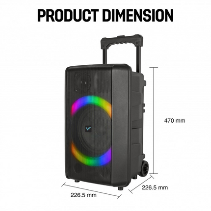 Vinnfier TANGO 600 WMV Portable Trolley Wireless Bluetooth Speaker 90W Max Karaoke USB Drive Micro SD card