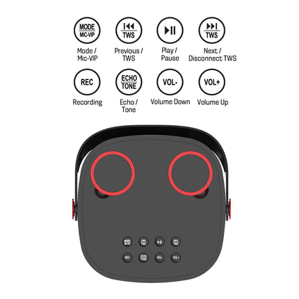 Vinnfier TANGO PRO 1 Bluetooth Portable Karaoke Speaker with 2 Wireless Microphone Support USB Drive