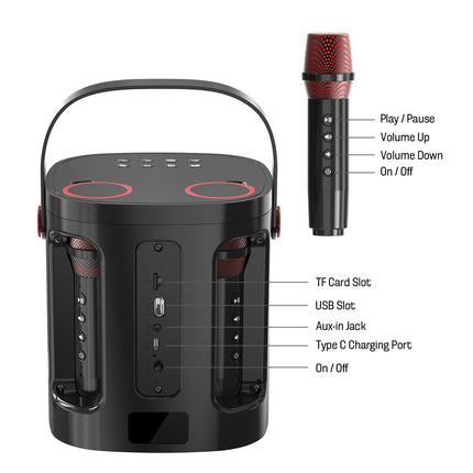 Vinnfier TANGO PRO 1 Bluetooth Portable Karaoke Speaker with 2 Wireless Microphone Support USB Drive