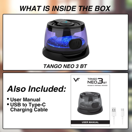 Vinnfier Tango Neo 3 BT Magnetic Portable Bluetooth Speaker Phone Stand Function RGB Light