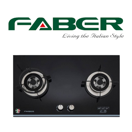 Faber PRESTO 2B/76BK 2 Burner Glass Gas Cooker Hob Battery Ignition Premium Tempered Glass FGH PRESTO 2B/76BK Dapur Gas