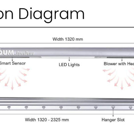 HOUM Super Dryer SD200HG / SD230DC - Capacity up to 35KG 4 Extendable Rods Minimum Electricity Consumption Dryer Machine Clothes