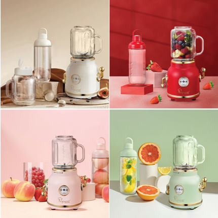 La gourmet Healthy Retro Juice Blender 0.6L - High Power, 6 Stainless Steel Blade, BPA Free, Easy Clean