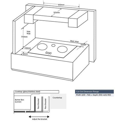 Electrolux EHG8321BC Built-In Gas Hob 80CM 3 Burner