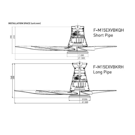 Panasonic Aura Series 5-Blade Ceiling Fan F-M15EX (60") F-M15EXVBKQH (Short Pipe) / F-M15EXVBKRH (Long Pipe)