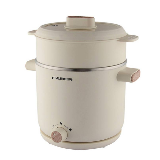 Faber FMC-1208WH 1.2L Pine Series Multi Cooker Heat Resistant Handle Double Layer Cool Touch Design FMC1208WH Periuk Serbaguna