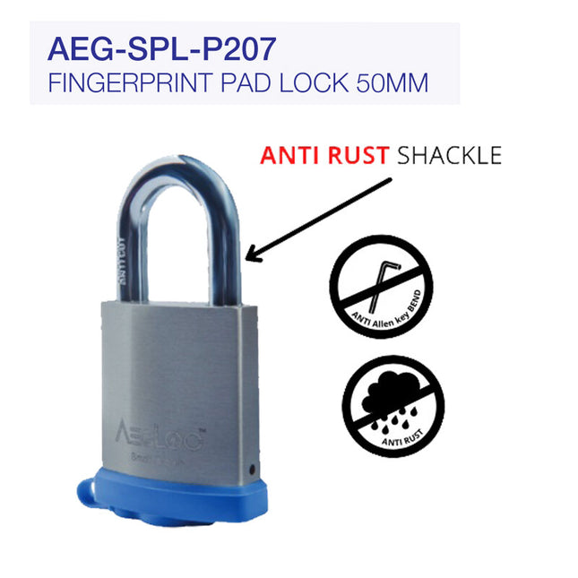 AEGLOC [AEG-SPL-P207/208] ~ Digital Fingerprint Padlock 50mm / SDLP207 / SDLP208