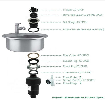 Kleengard Undersink Sink Food Waste Disposer SD500 / SD750 / SD1250 / Disposal 0.5HP 0.75HP 1.25HP 4000rpm / 4200rpm