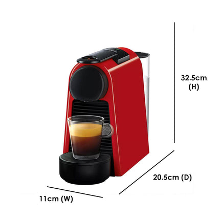 Nespresso D30-ME-RE-NE Essenza Mini Fully Automatic Capsule Espresso Coffee Pod Machine (Red) - D30MERENE