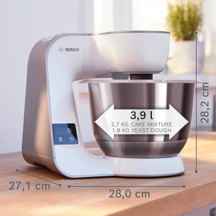 Bosch Series 4, 3.9L 1000W Kitchen Machine, Champagne/White - MUM5XW40 MBS