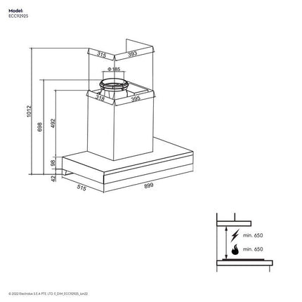 Electrolux ECC9292S Chimney Cooker Hood 90cm Ultimatetaste 700