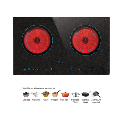 Senz SZ-RC220 / SZ-RC220-FT Built in MultiCooker Electric Ceramic Hob with 12 Level Heat Up & 4 Cooking Zone - SZRC220 / SZRC220FT