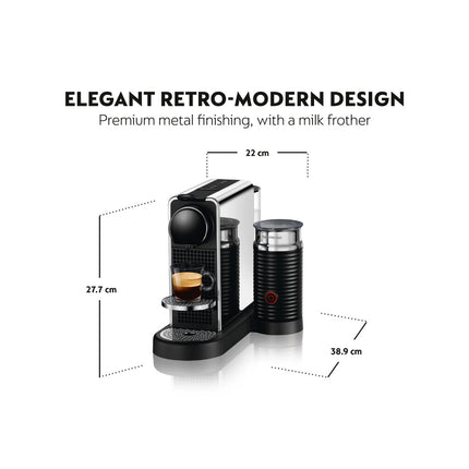Nespresso CitiZ Platinum & Milk Stainless Steel Coffee Machine C145-ME-ME-NE