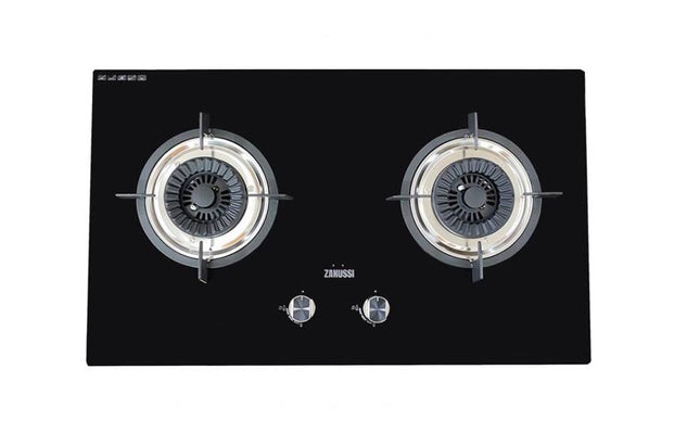 Zanussi 76cm built in 2 Burner Gas glass hob zhg7203ba 4.5kw (black) (free gas hose)