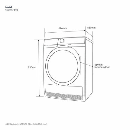 Electrolux [ EDC804P5WB ] 8kg UltimateCare 500 Condenser Dryer