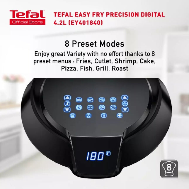 Tefal EY4018 Air Fryer Digital 4.2L Easy Fry Precision EY401