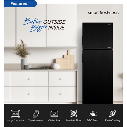 Haier 458L 2-Door Refrigerator HRF-458IHM Twin Inverter Fridge 5 Star Energy Saving HRF458IHM Peti Sejuk