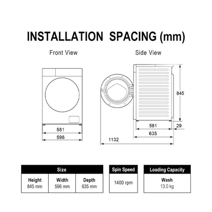 PANASONIC NA-26CVX1A 13 KG PURIFIED WATER & HYGIENE CARE FRONT LOAD WASHING MACHINE NA-26CVX1AMY
