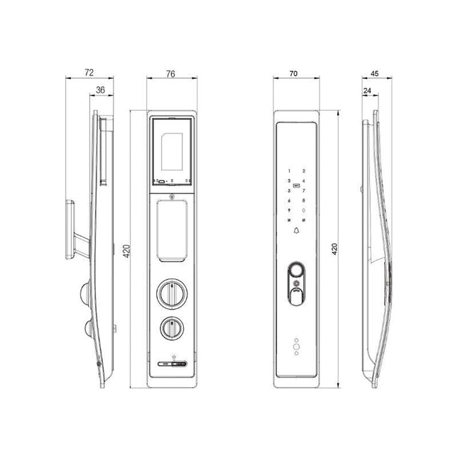 AEGLOC SDL-6068 V8 Smart Digital Rim Lock 3D Face Smart Door Lock SDL6068