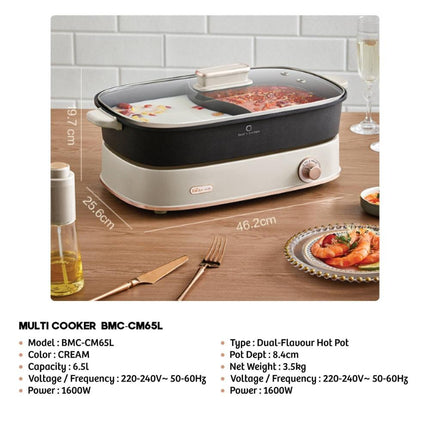 Bear BMC-CM65L 6.5L 2-in-1 Steambot Hotpot Multi Cooker