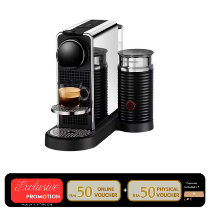 Nespresso C145-ME-ME-NE CitiZ Platinum & Milk Coffee Machine – Stainless Steel