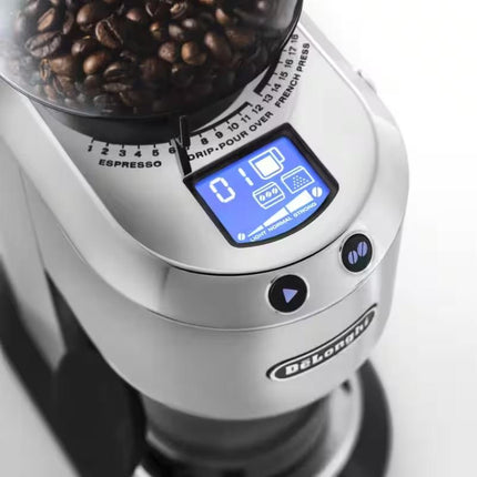 Delonghi KG521M Burr Coffee Grinder – 18 Grind Settings, 14‑Cup Capacity