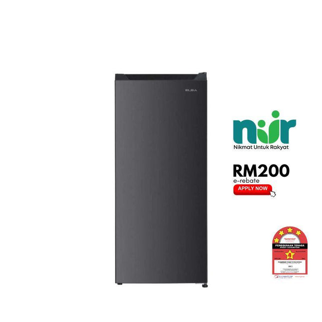 ELBA ER-Q1856(GR) 185L 1-Door Fridge, Single Door Refrigerator Semi Auto Defrost Direct Cool System ERQ1856GR