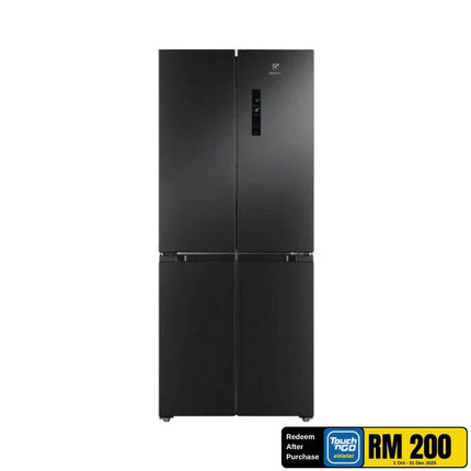 Electrolux EQE4200A-B 419L 4-Door Fridge, 600 Series, Quad Door Refrigerator Extra-Large Freezer, QuickChill EQE4200AB