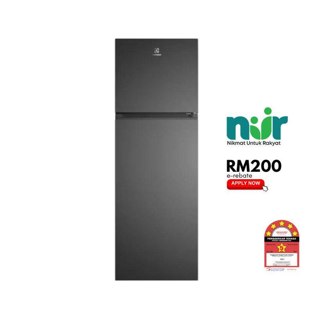 Electrolux ETM3400L-B 341L 2 Doors Fridge Top Freezer Top Freezer Refrigerator Matte Black ETM3400LB