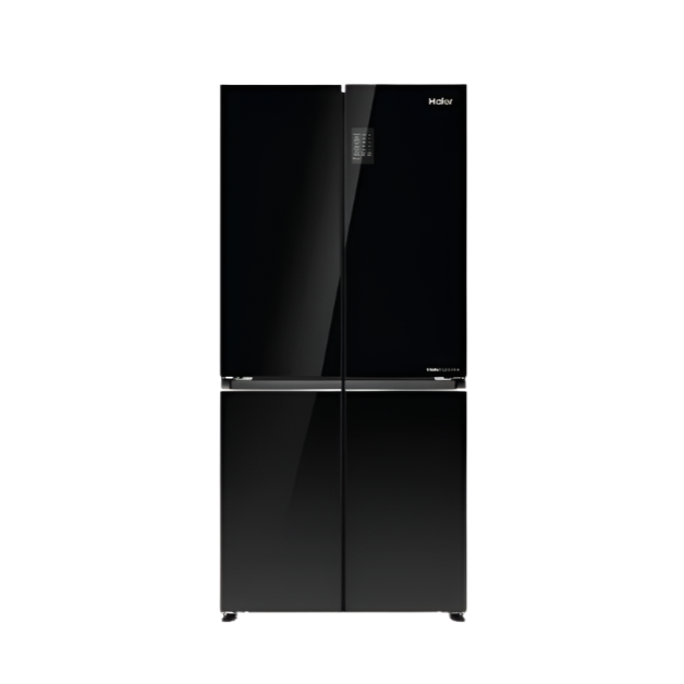 Haier 4-door twin inverter refrigerator with glass black finish