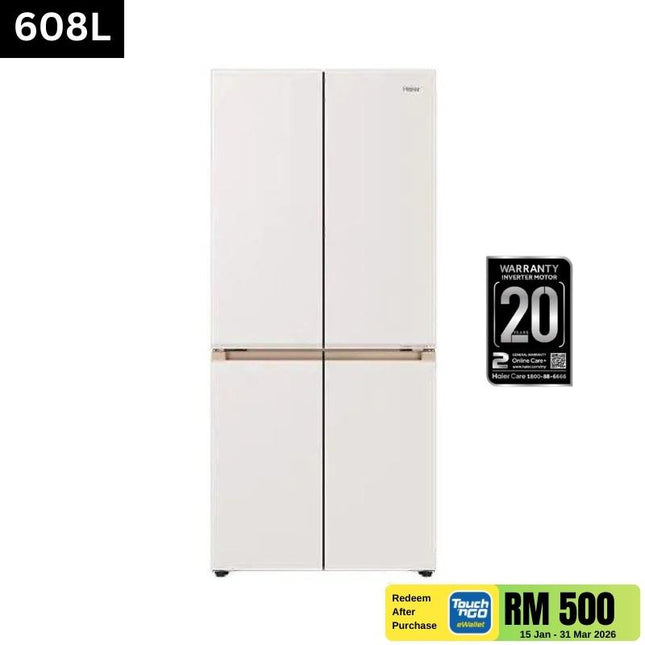 Haier HRF-IM608FG(W)U1 608L Slot-In 4-Door Fridge – Inverter, Glass Finish, MyZone Flexibility