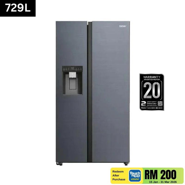 Haier HRF‑IS729AM(SL)U1 729L Side‑by‑Side Fridge ‑ Silk Ink Blue with Ice & Water Dispenser