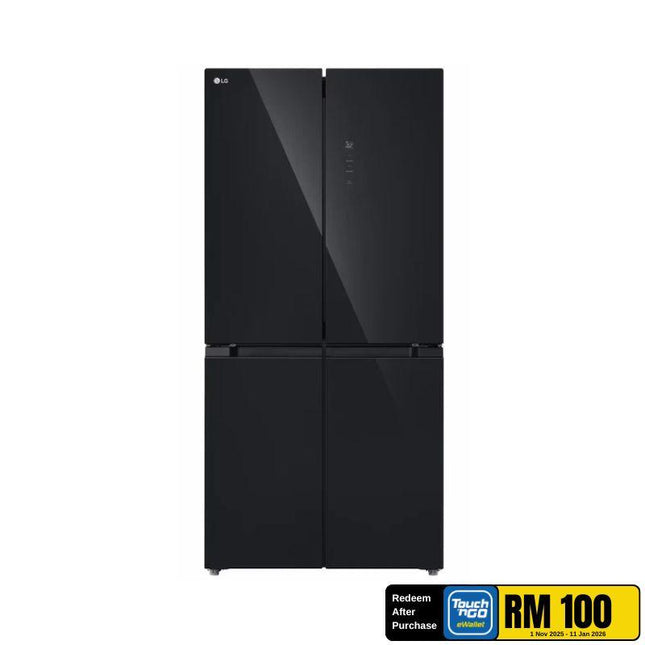 LG GC-B48FMGAH 474L 4-Door Fridge French Door Refrigerator, Black Glass, Fresh Cooling GCB48FMGAH