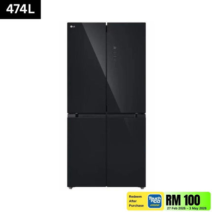LG GC-B48FMGAH 474L 4-Door Fridge French Door Refrigerator, Black Glass, Fresh Cooling