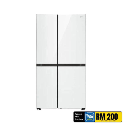 LG GC-M257CGFL 694L Side-By-Side Fridge, Door in Door in White Glass Finish Refrigerator Smart Inverter Hygiene Fresh GCM257CGFL