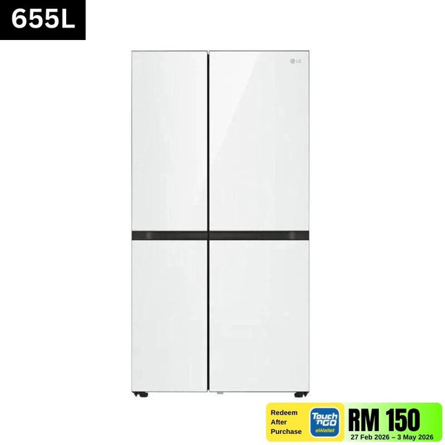 LG GC-M257CGFL 694L Side-By-Side Fridge, Door in Door in White Glass Finish Refrigerator Smart Inverter Hygiene Fresh GCM257CGFL