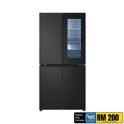 LG GC-V22FFQMB 431L 4-Door Fridge French Door Refrigerator with Instaview Black Steel GCV22FFQMB
