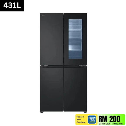 LG GC-V22FFQMB 431L 4-Door Fridge French Door Refrigerator with Instaview Black Steel GCV22FFQMB